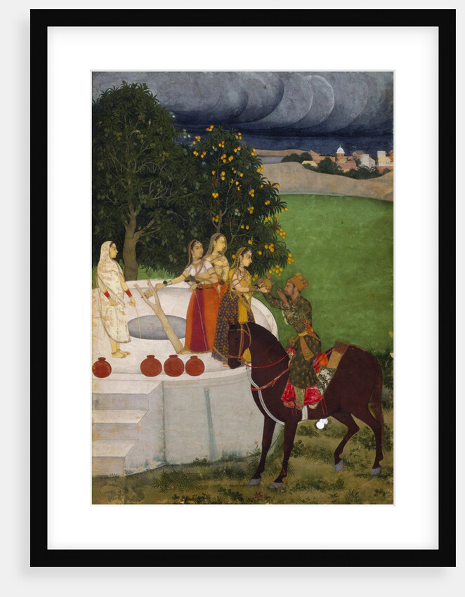 A Prince receiving water from women at a well by Unknown