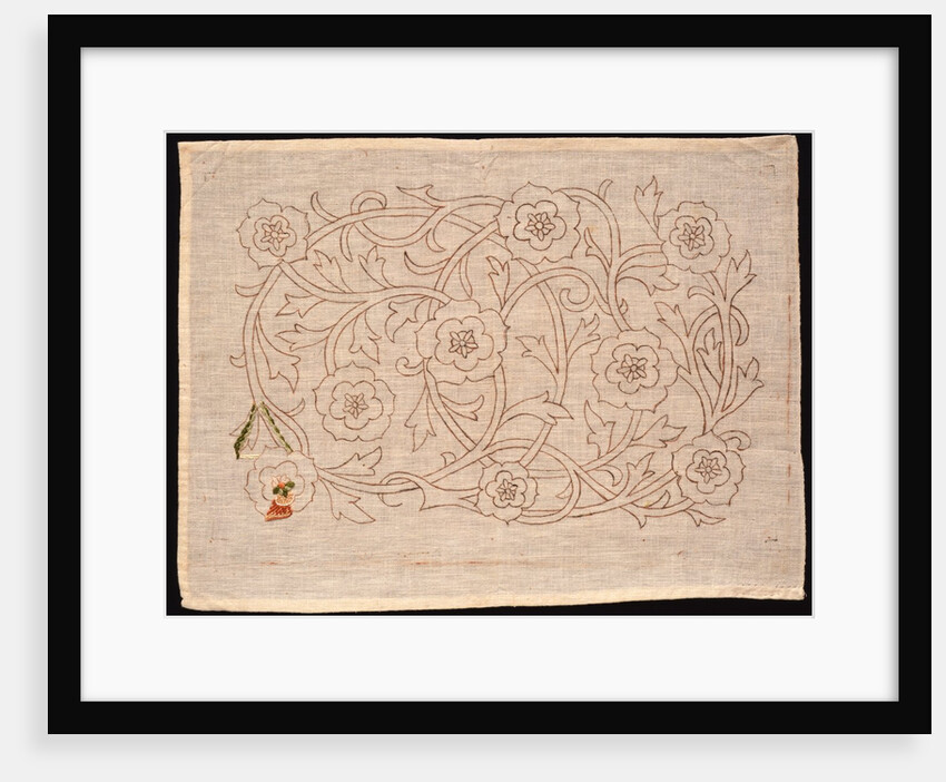 Unfinished embroidery kit with floral design by Mary Morris