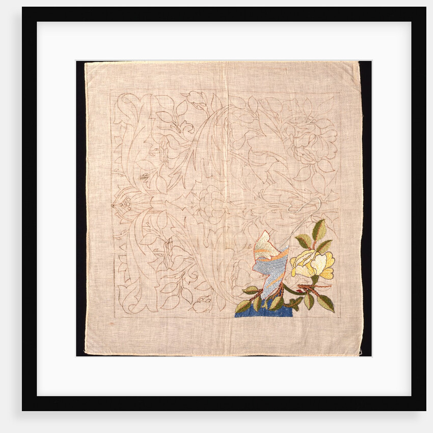 Unfinished embroidery kit with roses design by Mary Morris