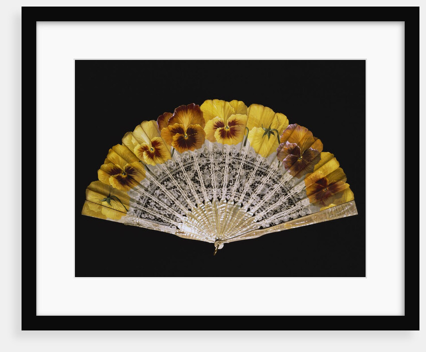 Fan with yellow pansies by Ronot-Tutin