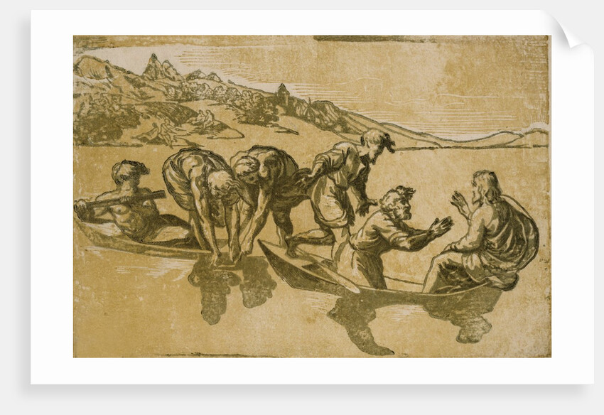 The Miraculous Draught of Fishes after Raphael by Ugo da Carpi