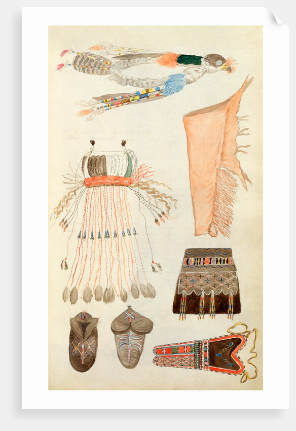 Sketch depicting North American Indian artefacts, Charles Hamilton Smith. England, 19th century by Charles Hamilton Smith