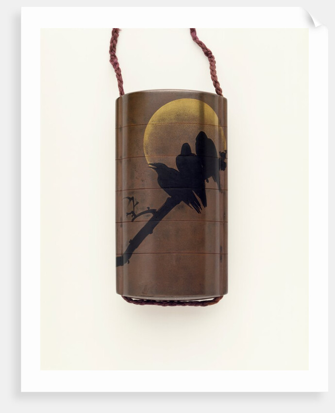 Inro depicting Crows Under Full Moon by Unknown