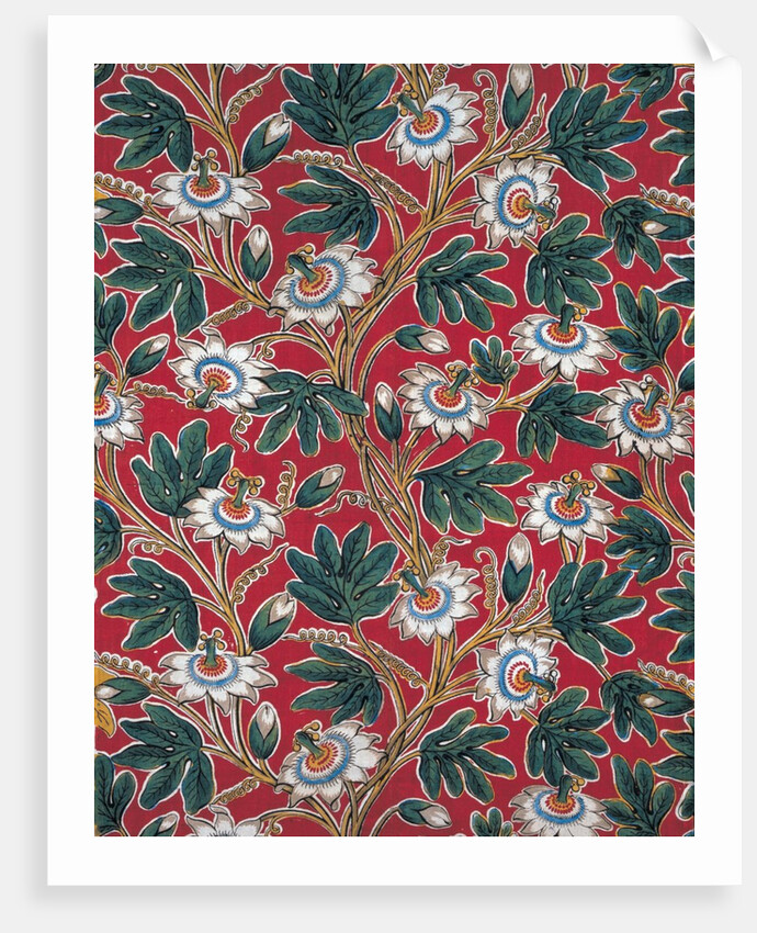 Textile sample with passion flowers by Richard Ovey