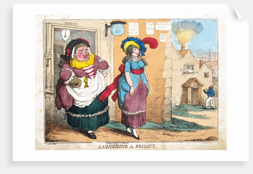 Launching a frigate by Thomas Rowlandson