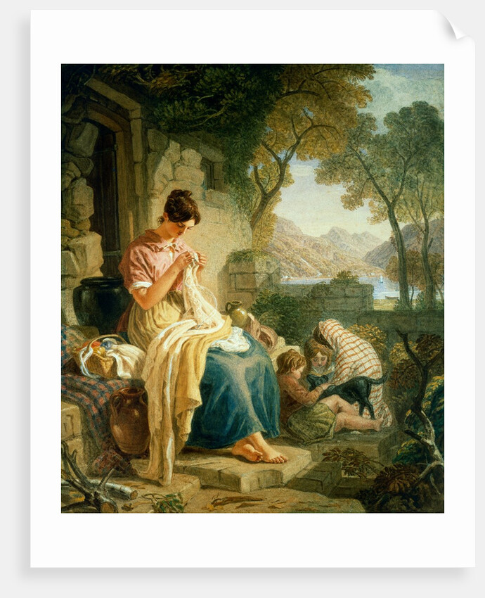 Scottish Peasant Girl Embroidering Muslin by Joshua Cristall