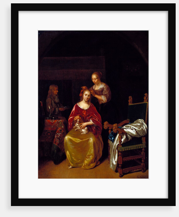 A Lady at her toilet by Caspar Netscher