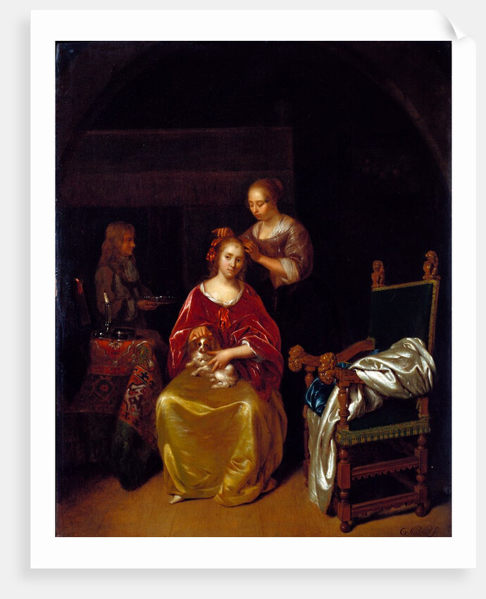 A Lady at her toilet by Caspar Netscher