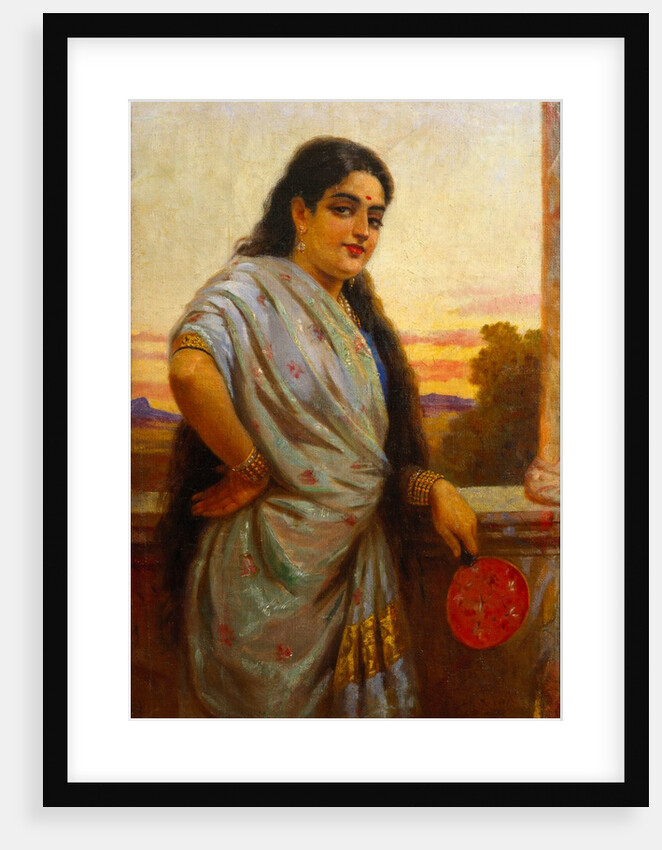 A Lady Holding a Fan by Varma Ravi