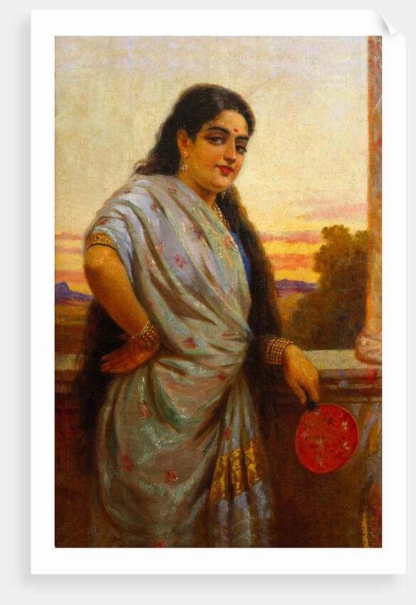 A Lady Holding a Fan by Varma Ravi