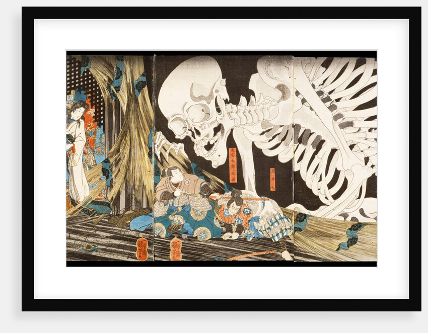 The Witch Takiyashi calling up a monstrous skeleton-spectre to frighten Mitsukuni by Utagawa Kuniyoshi