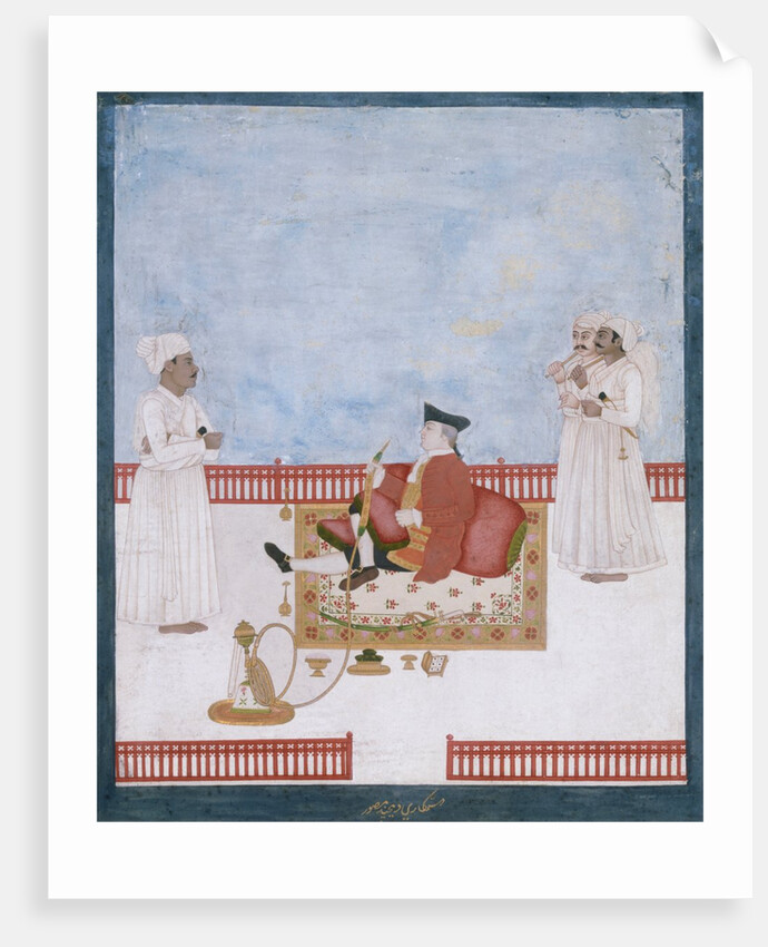 Officer of The East India Company, probably the surgeon William Fullerton, seated on a terrace by Dip Chand
