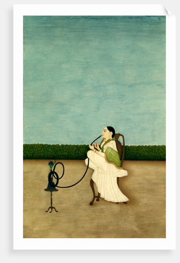 An Indian lady squatting on a European style chair by Unknown