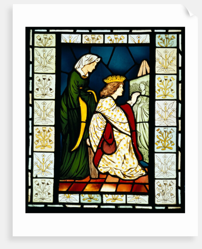 Stained glass panel depicting a scene from King Rene's honeymoon by Edward Coley Burne Jones