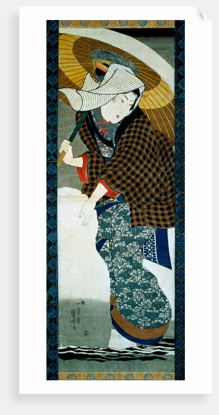A Beauty and a Snowman by Utagawa Kuniyoshi