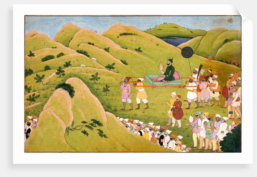 Raja Balwant Singh hawking by Nainsukh