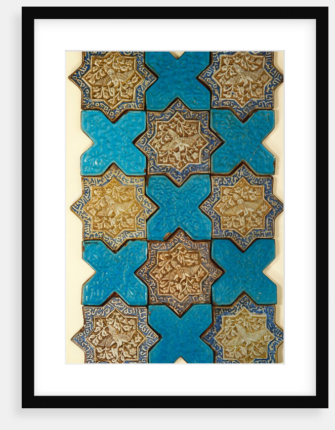 Panel of 15 wall tiles, with lustre decoration of a phoenix motif . Kashan, Iran, early 14th century by Unknown