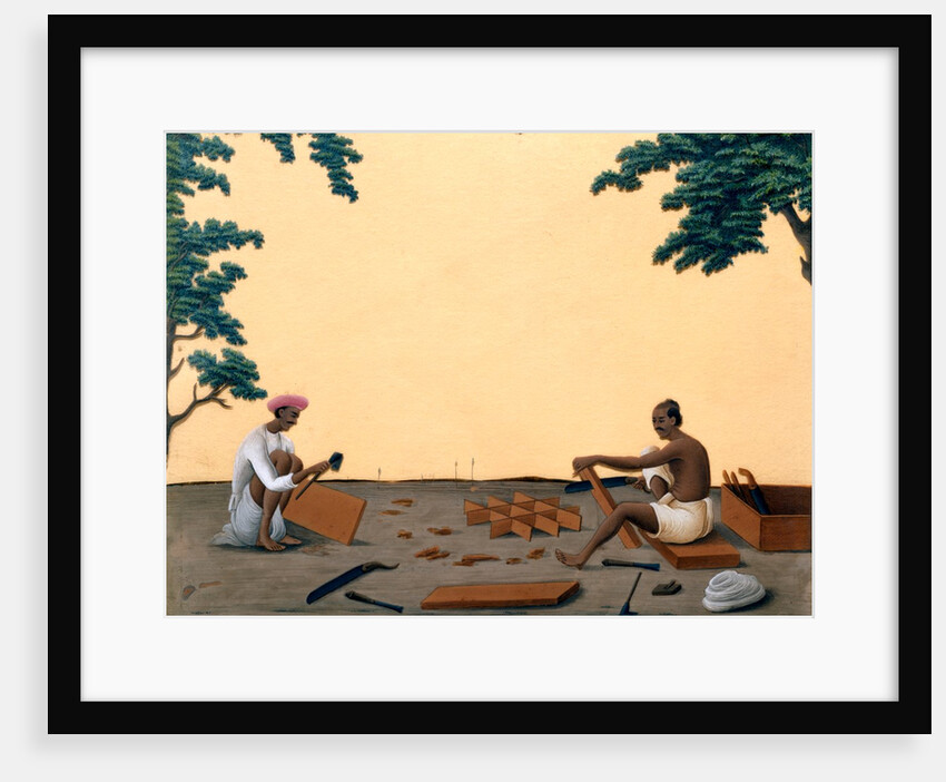 Carpenters making crates for the opium balls by Shiva Lal