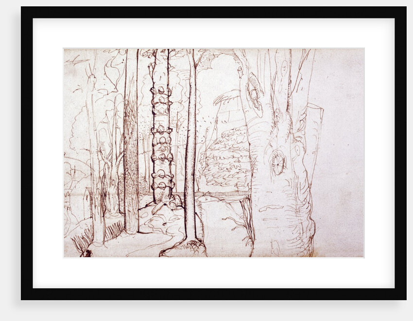Sketch of a woodland or forest scene by Samuel Palmer