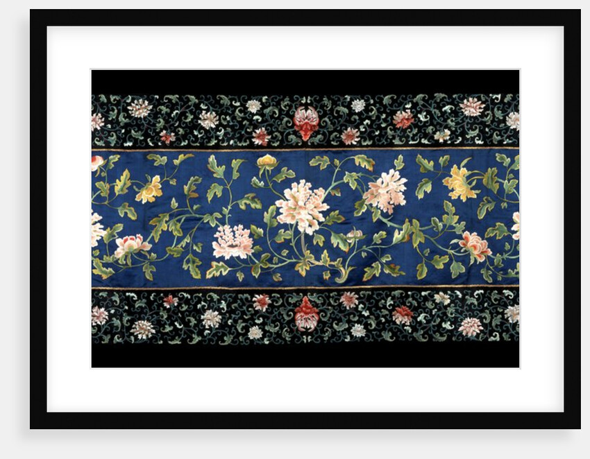 Panel with peonies and leaves and stems by Anonymous