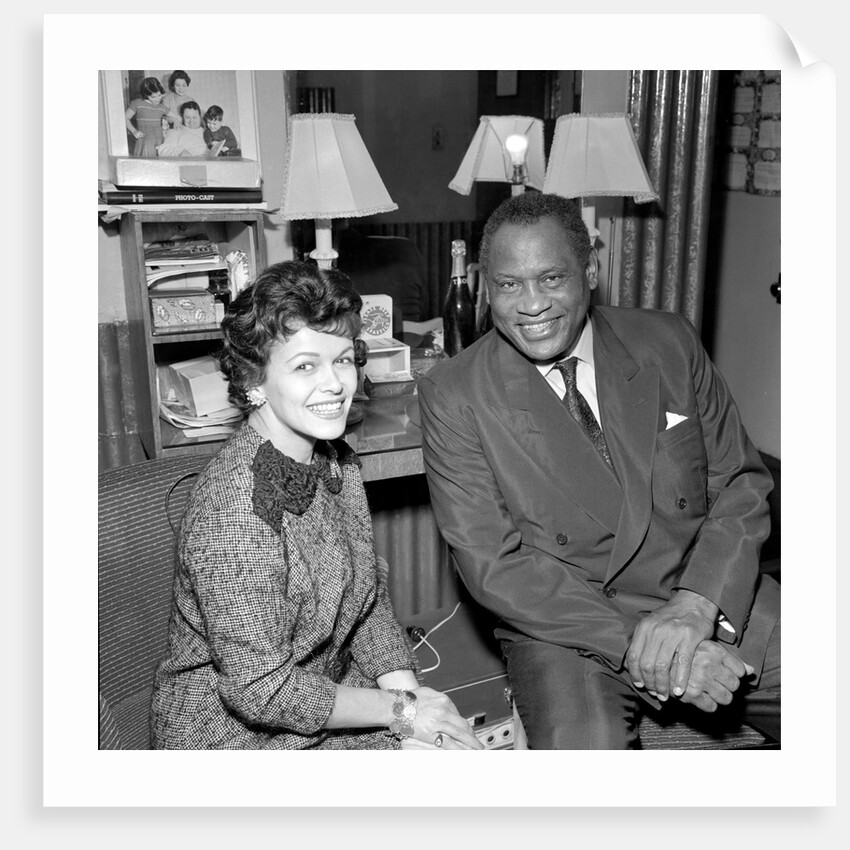 Paul Robeson with Eve Boswell in the Palladium dressing room by Harry Hammond