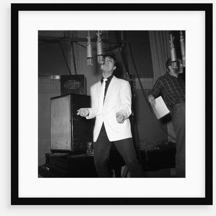 Cliff Richard recording in a studio by Harry Hammond