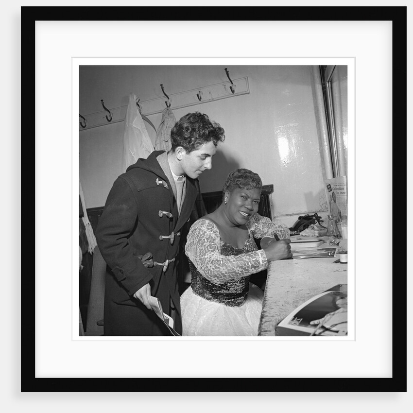 Sister Rosetta Tharp with unknown man in her dressing room by Harry Hammond