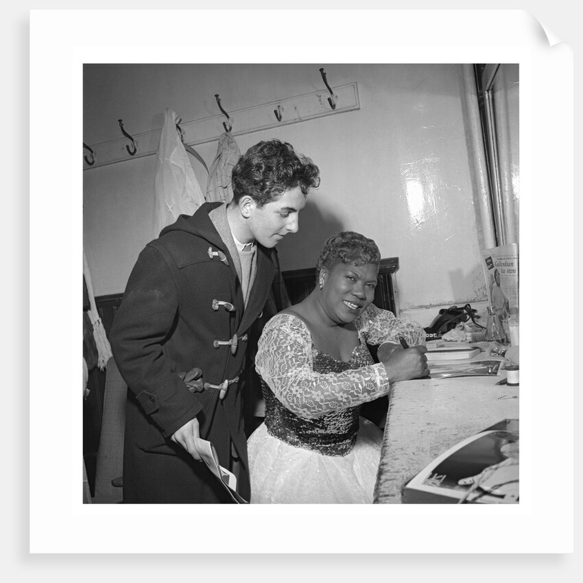 Sister Rosetta Tharp with unknown man in her dressing room by Harry Hammond