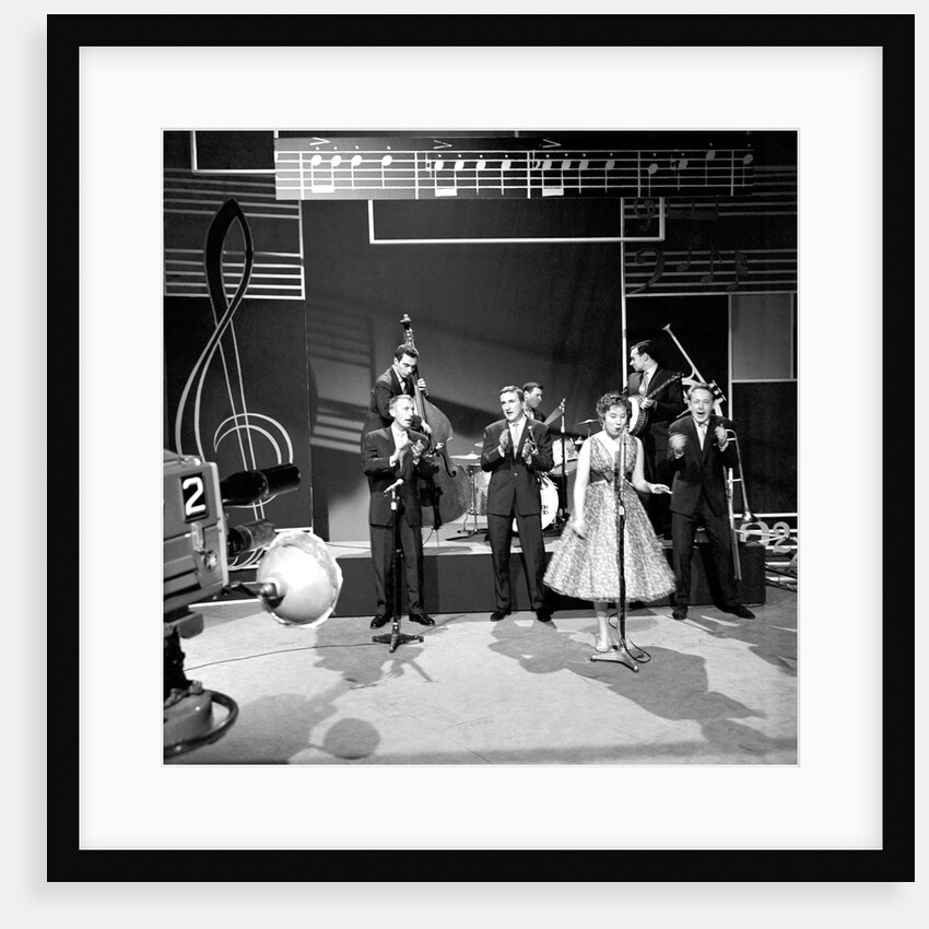 Chris Barber on stage with Ottillie Patterson and Johnny Duncan by Harry Hammond