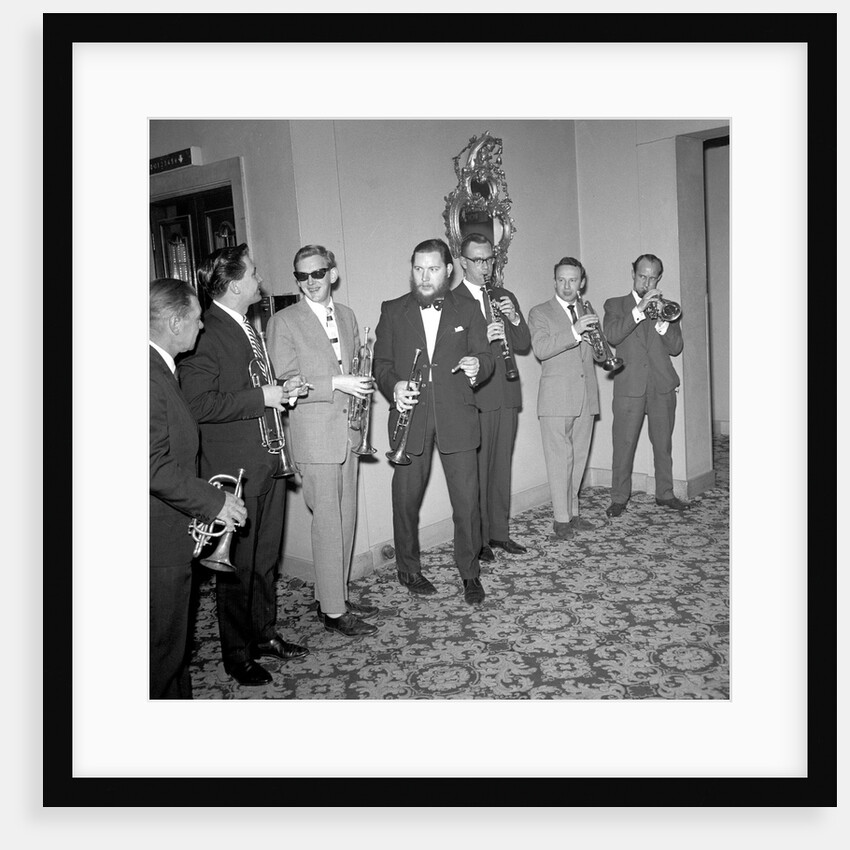 Louis Armstrong with British Jazz Musicians by Harry Hammond