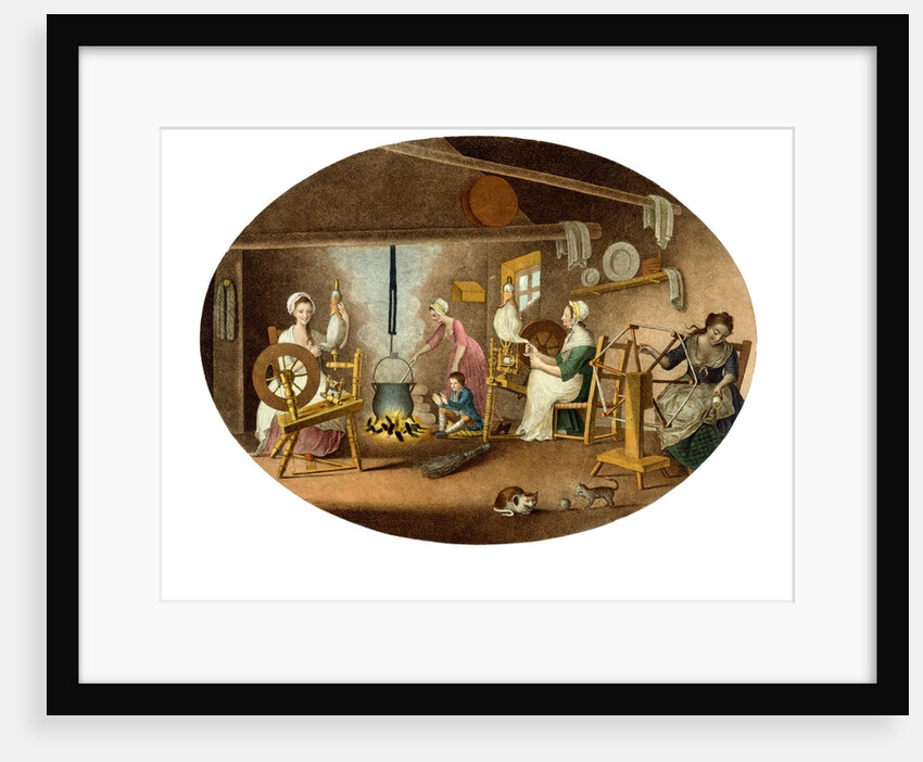 Representing spinning, reeling with the clock reel and boiling the yarn by William Hincks