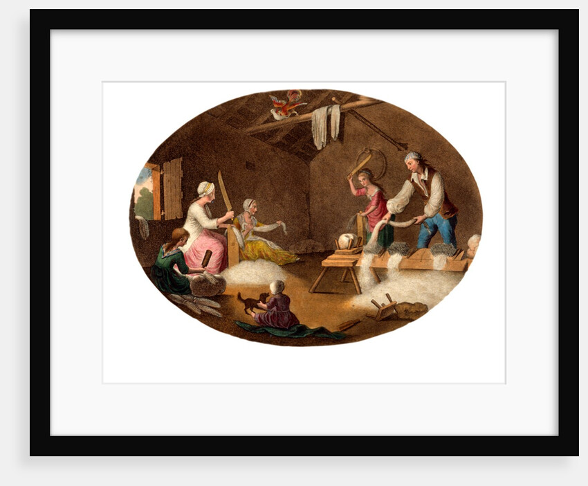 Mill workers in a scutch mill by William Hincks