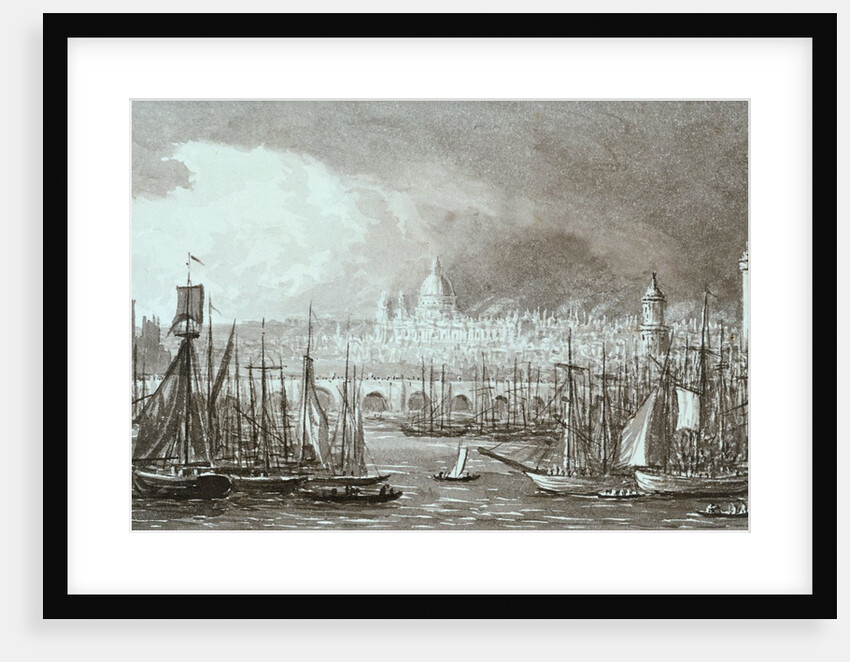 A View of Old London Bridge by John Glover