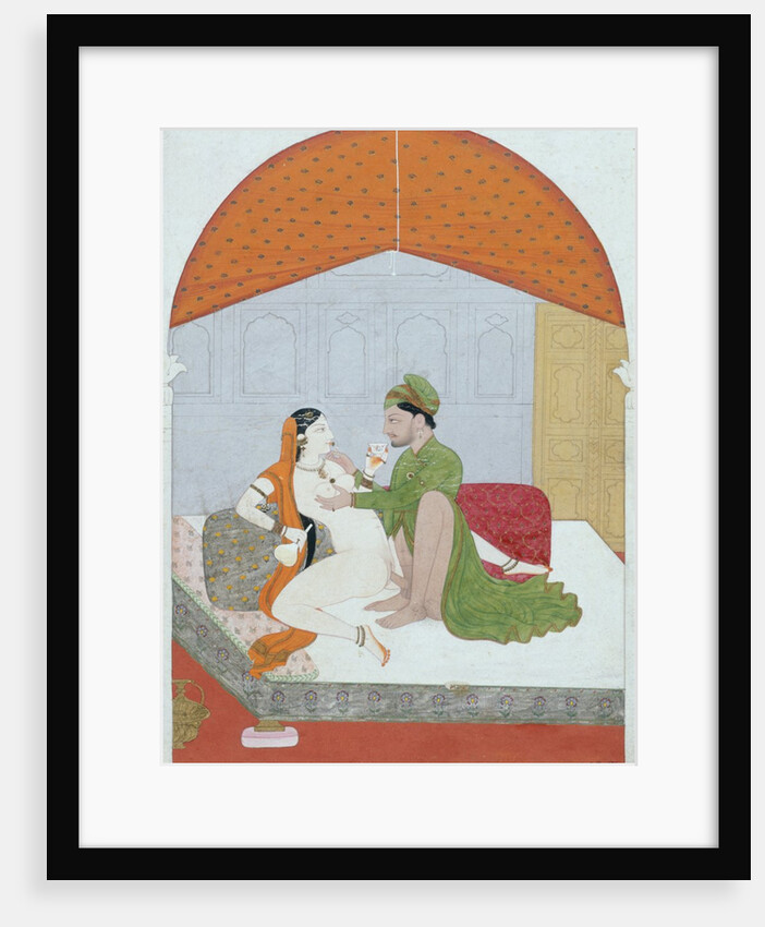 Prince and his mistress in a sexual position. Guler, Punjab Hills, India, early 19th century by Unknown