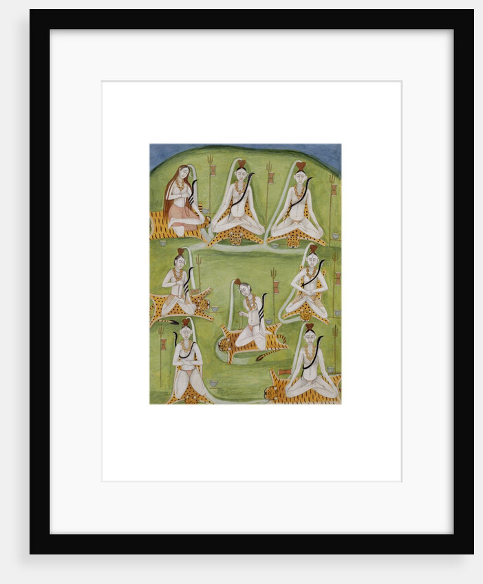 Shiva in eight yogic postures. Murshidabad, India, late 18th century by Unknown