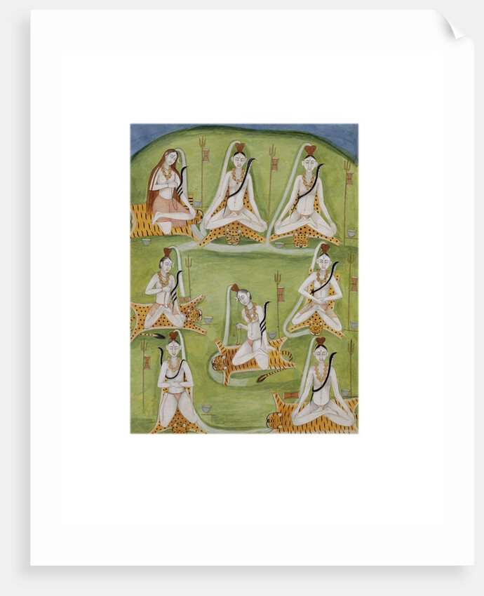 Shiva in eight yogic postures. Murshidabad, India, late 18th century by Unknown