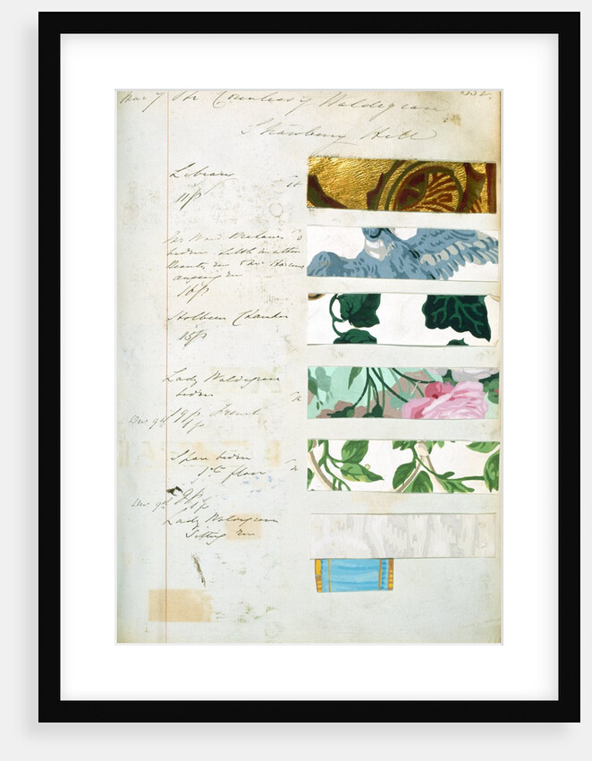 Samples of wallpaper ordered by Countess of Waldegrave of Strawberry Hill by Unknown