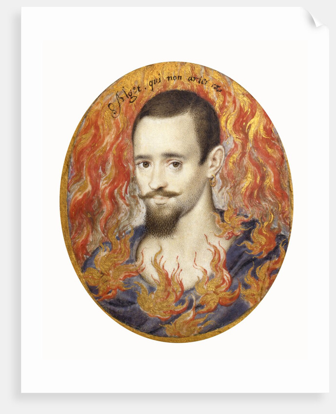 An Unknown Man Against a Background of Flames by Isaac Oliver
