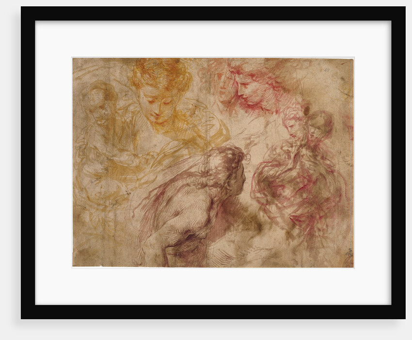 Heads of Angels, drawings of Virgin and Child by Giulio Cesare Procaccini