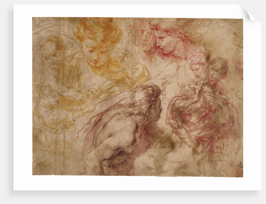 Heads of Angels, drawings of Virgin and Child by Giulio Cesare Procaccini