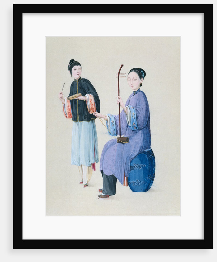Two Women Playing Musical Instruments by Unknown