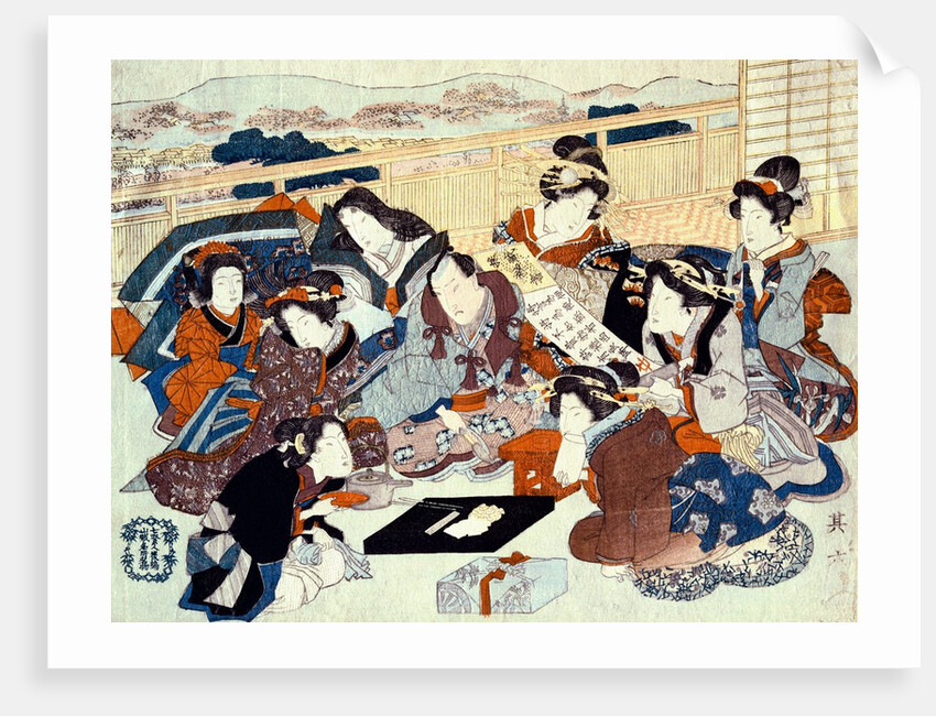 An actor seated surrounded by fashionable women by Utagawa Kunisada