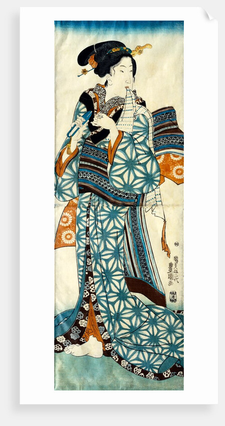 Girl with Scissors by Utagawa Kunisada