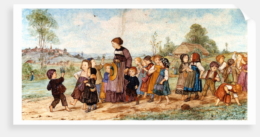 Promenade de l'école, made by Joseph-Théodore Deck, decorated by Albert Anker. Paris, France, 1869 by Joseph-Theodore Deck