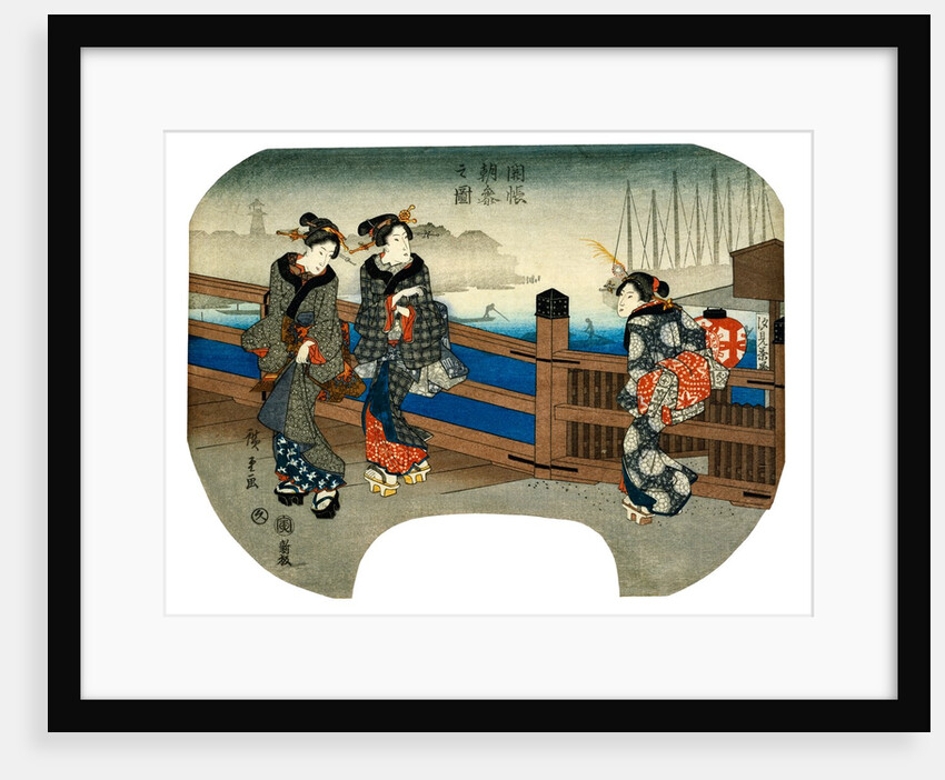 Women on Bridge by Utagawa Hiroshige
