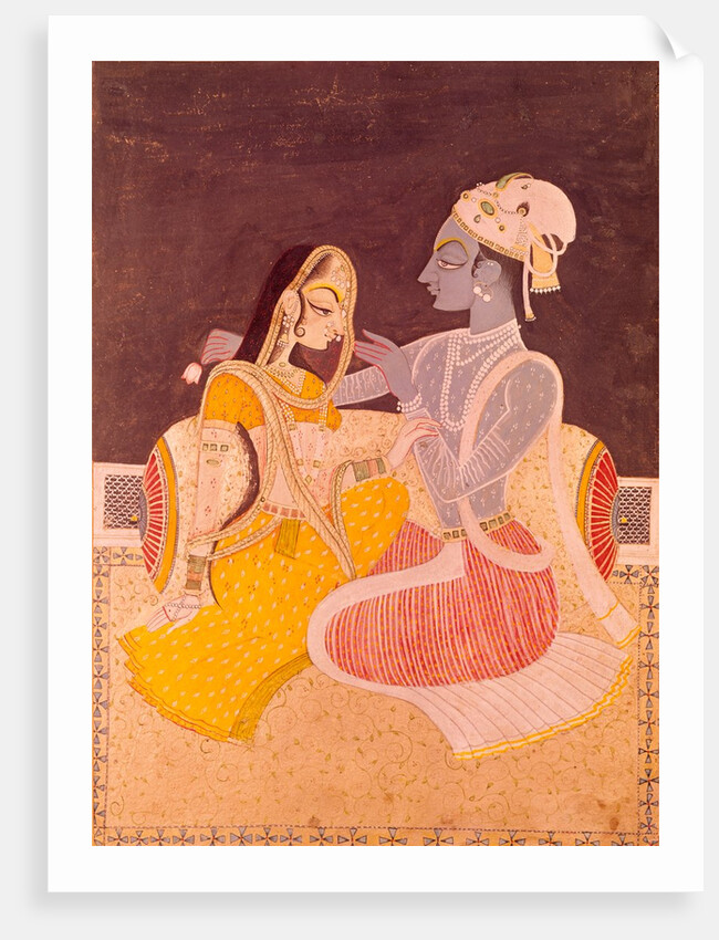 Radha seated with Krishna. Jaipur, India, mid-20th century by Unknown