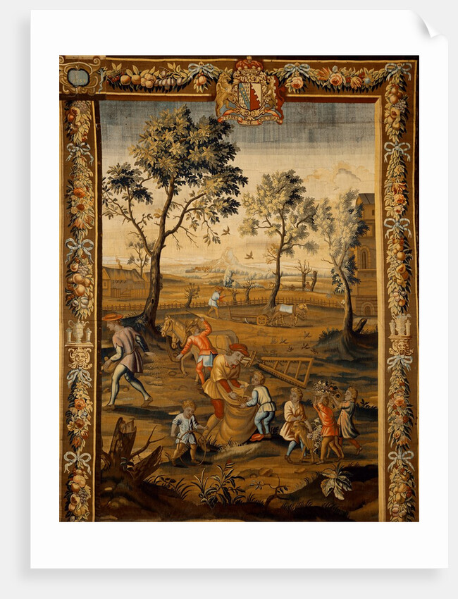 Pannel depicting Milking and Sowing, one of a set of tapestries illustrating The Seasons by Anonymous