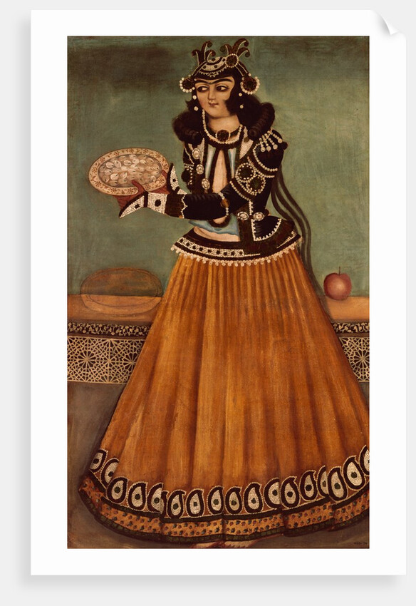 Lady offering sweetmeats. Iran, Qajar dynasty, 19th century by Unknown
