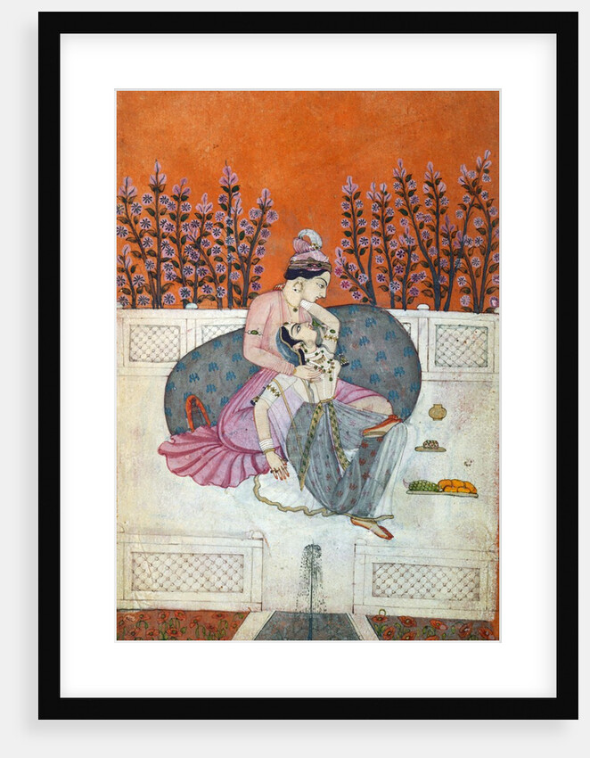 Lovers on a terrace. Guler, India, early 19th century by Unknown