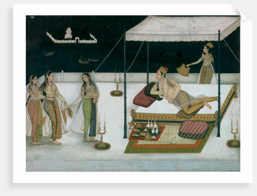 Prince Murad receiving a lady at night. India, Mughal period, 1680-90 by Unknown